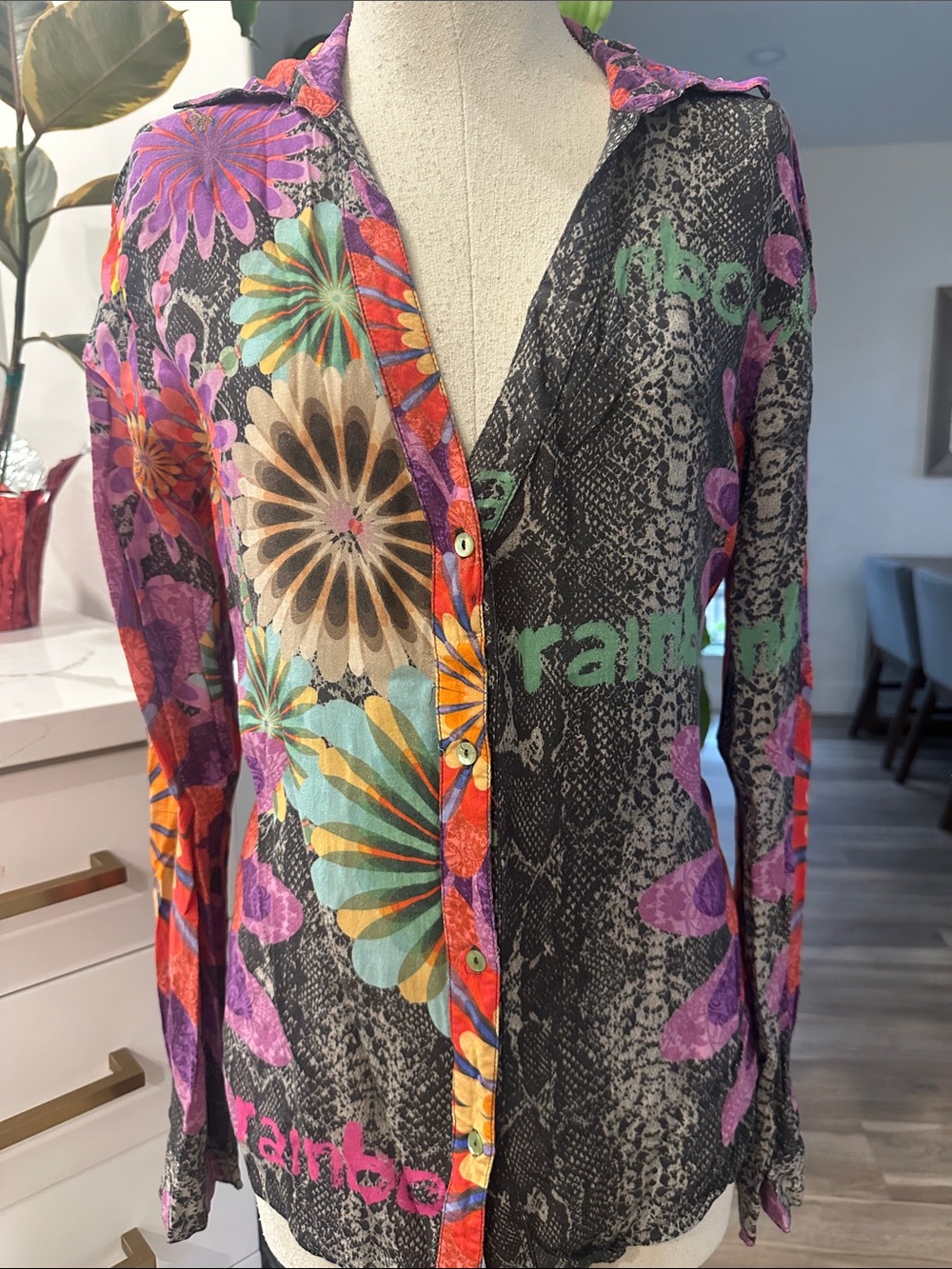 Desigual Multicolor Floral & Graphic Button-Front Cardigan